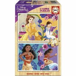 Sæt med 2 Puslespil Princesses Disney Bella + Vaiana 25 Dele