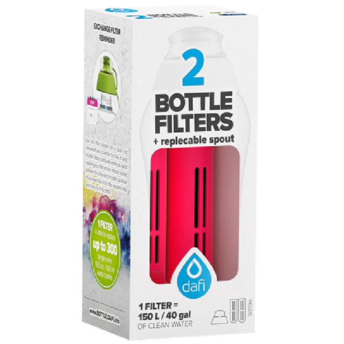 Refiller filterflaske Rød 2 stk refiller + mundstykke 1 pk