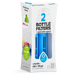 Refiller filterflaske Blå 2 stk refiller + mundstykke 1 pk