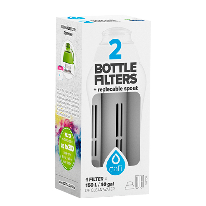 Refiller filterflaske Grå 2 stk refiller + mundstykke 1 pk