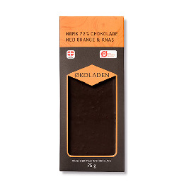 Chokolade mørk orange/knas Ø 72% 75 g