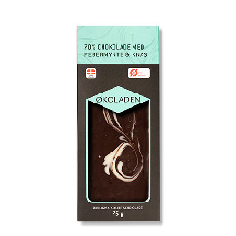 Chokolade pebermynte/knas Ø 70% 75 g