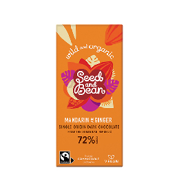 Mørk chokolade Ø 72%  m.mandarin & ginger Seed & Bean 85 g