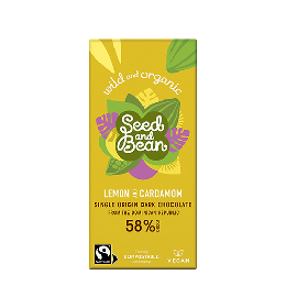 Mørk chokolade Ø 58% Lemon &  Cardamom Seed & Bean 85 g